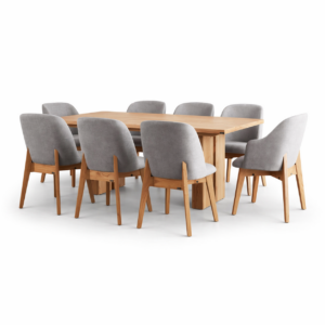 JUEGO DE COMEDOR MESA BASE CENTRAL + 6 SILLAS Y 2 SILLONES SAPPORO