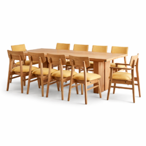 JUEGO DE COMEDOR MESA BASE CENTRAL + 8 SILLAS Y 2 SILLONES KIOTO