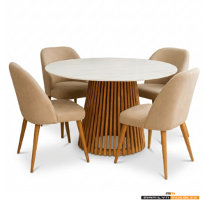 JUEGO DE COMEDOR MESA AMAZONAS + 4 SILLAS GARDENIA