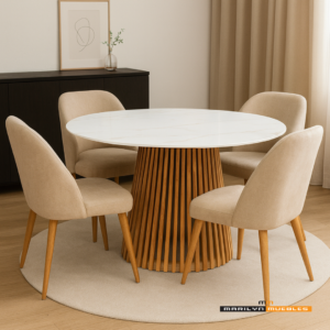 JUEGO DE COMEDOR MESA AMAZONAS + 4 SILLAS GARDENIA