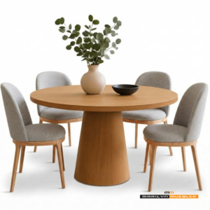JUEGO DE COMEDOR 12 (MESA CONICA TAMESIS 120 RED + 4 SILLAS GARDENIA)