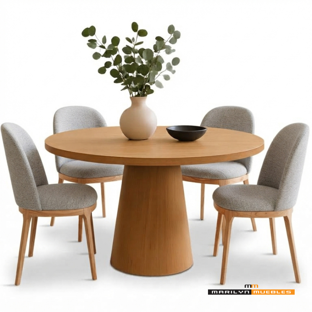 JUEGO DE COMEDOR 12 (MESA CONICA TAMESIS 120 RED + 4 SILLAS GARDENIA): imagen 1