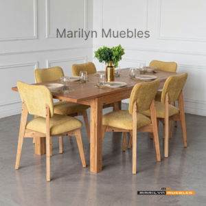 JUEGO DE COMEDOR 8 (MESA CONTEMPORANEA EXTENSIBLE 155X090 A 2.15 + 6 SILLAS FRIDA)