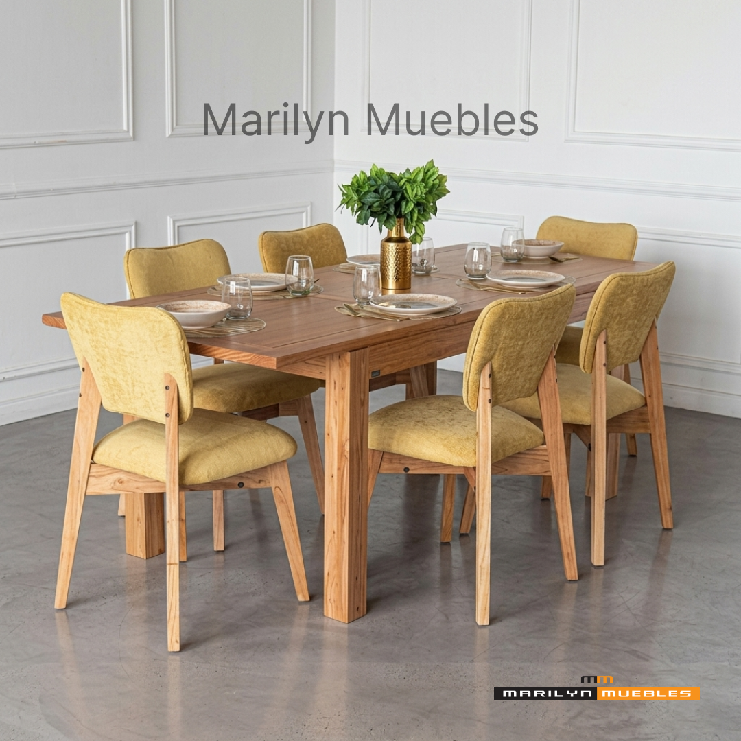 JUEGO DE COMEDOR 8 (MESA CONTEMPORANEA EXTENSIBLE 155X090 A 2.15 + 6 SILLAS FRIDA): imagen 1