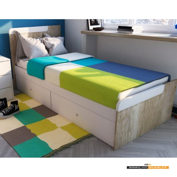 CAMA CRECIENTE CON 2 CAJONES - 0.80x1.90 (1 PLAZA)