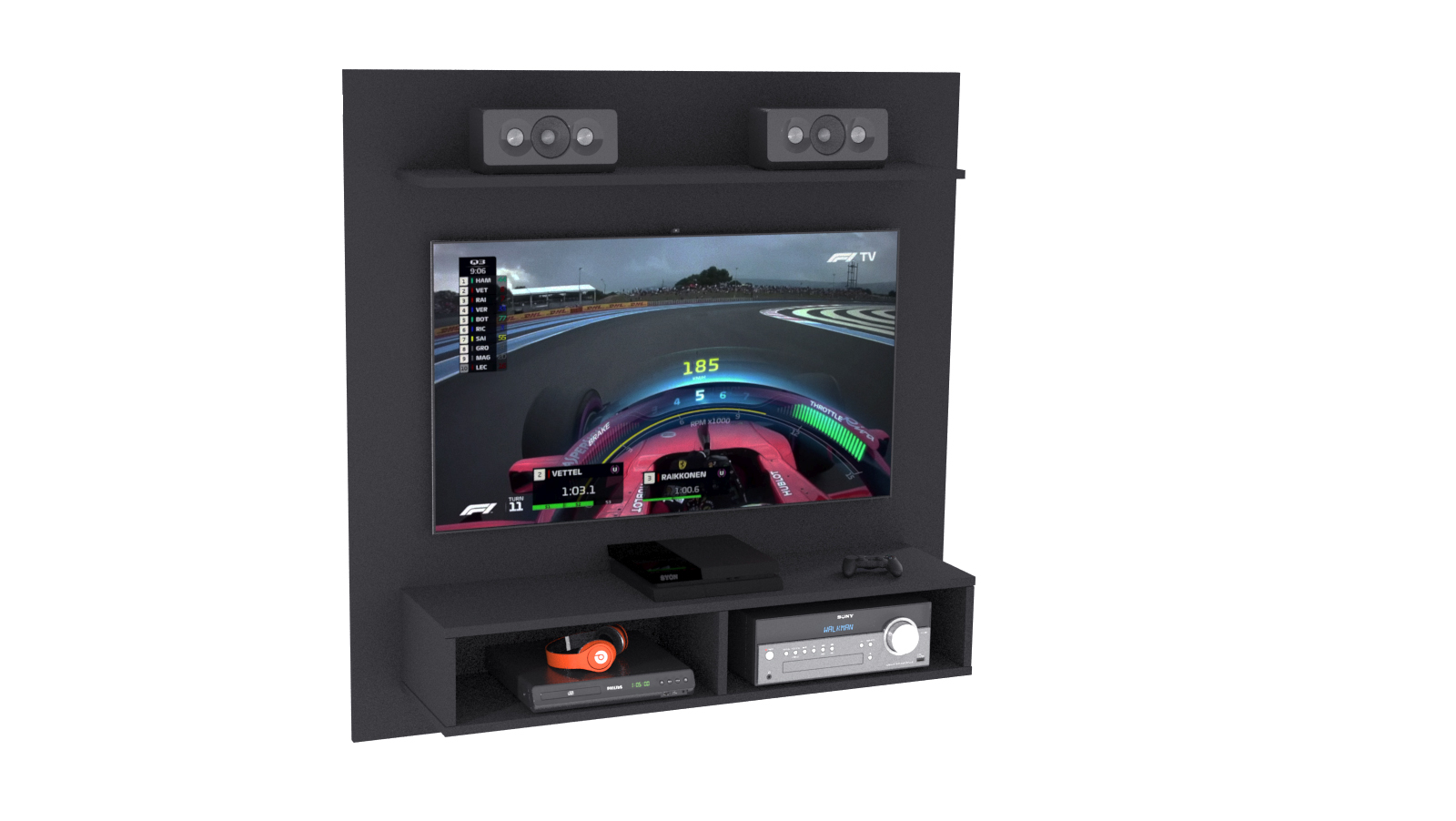 PANEL PARA TV CON ESTANTE Y NICHO 1.28×0.40×1.28 - LINEA LIVING - 1850: imagen 7