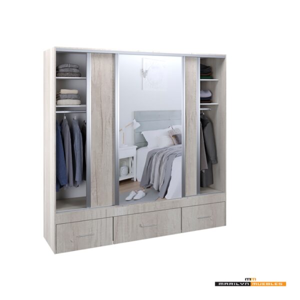 VESTIDOR MAGNUS PLUS 3 PUERTAS - 2.20x2.20 - CON ESPEJO