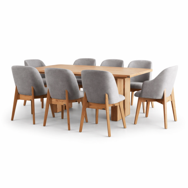 JUEGO DE COMEDOR 4 (MESA BASE CENTRAL 200X100 + 6 SILLAS Y 2 SILLONES SAPPORO)