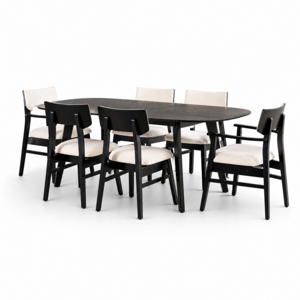 JUEGO DE COMEDOR 5 (MESA VINTAGE EXTENSIBLE + 4 SILLAS Y 2 SILLONES KIOTO)