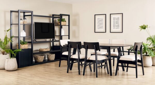 JUEGO DE COMEDOR 5 (MESA VINTAGE EXTENSIBLE + 4 SILLAS Y 2 SILLONES KIOTO)