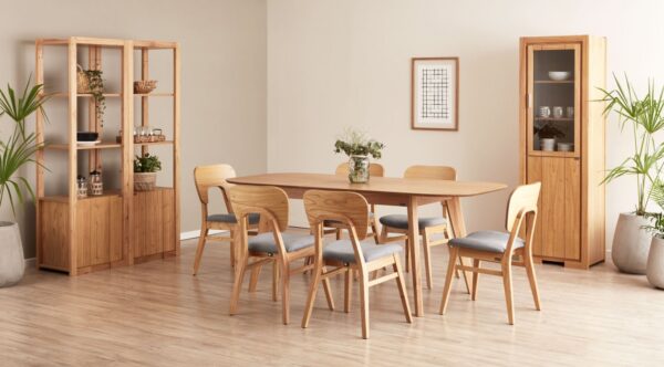 JUEGO DE COMEDOR 2 (MESA VINTAGE EXTENSIBLE + 6 SILLAS NAOTO)