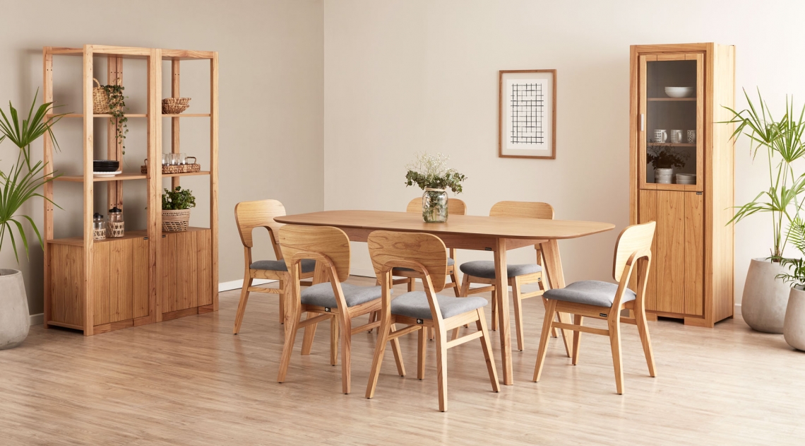 JUEGO DE COMEDOR 2 (MESA VINTAGE EXTENSIBLE + 6 SILLAS NAOTO): imagen 2