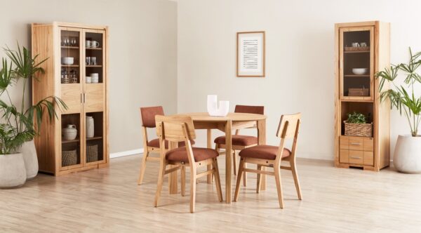 JUEGO DE COMEDOR 1 (MESA REDONDA BOHEMIA + 4 SILLAS OSAKA)