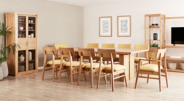 JUEGO DE COMEDOR 6 (MESA BASE CENTRAL 2.60x1.20 + 8 SILLAS Y 2 SILLONES KIOTO)