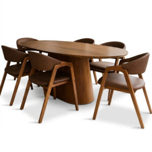 JUEGO DE COMEDOR 11 (MESA ORGANICA + 6 SILLAS ACACIA PETIRIBI)