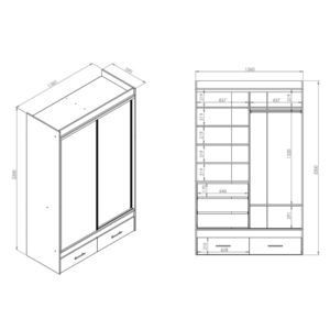 VESTIDOR MAGNUS PLUS - 1.40×2.20 - CON ESPEJO: imagen 4