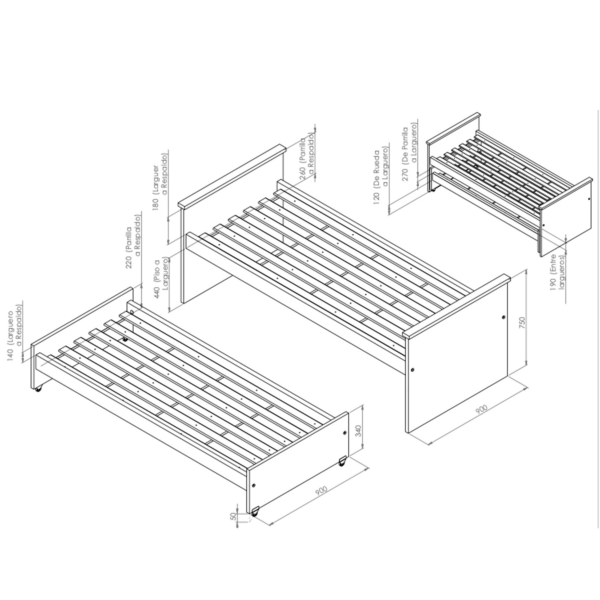 CAMA NIDO DOBLE LINEA CRECIENTE - 900