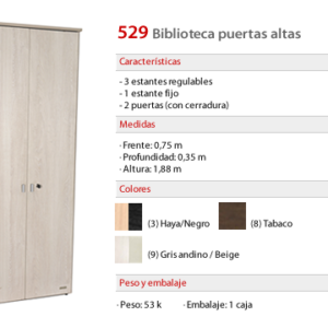 529 BIBLIOTECA PUERTAS ALTAS 188X75X35: imagen 2