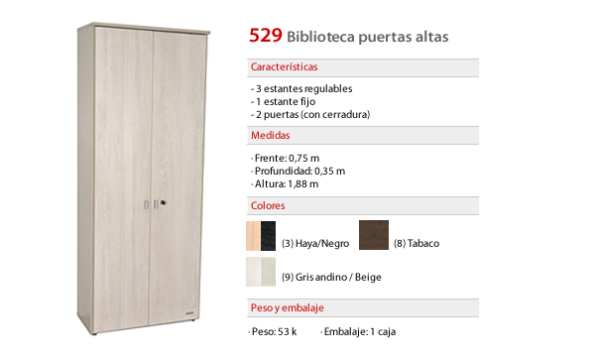 529 BIBLIOTECA PUERTAS ALTAS 188X75X35