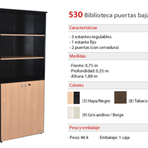 530 BIBLIOTECA PUERTAS BAJAS 188X75X35: imagen 2